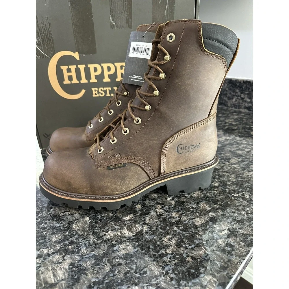 Chippewa Valdor Crazy Horse Comp Toe Insulated Work Boots Brown 12 D. Waterproof